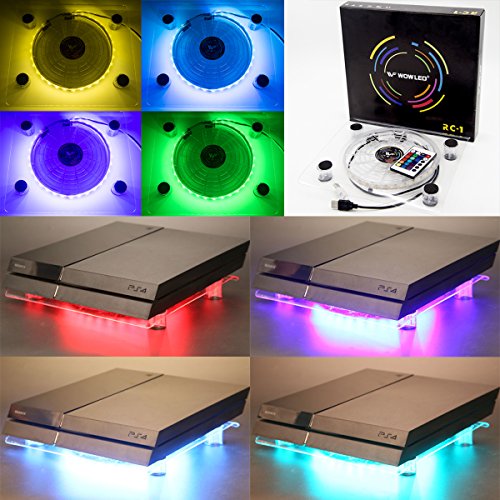WOWLED USB RGB LED PC Cooling Fan Pad Stand with IR Remote Wireless Controller for PS4