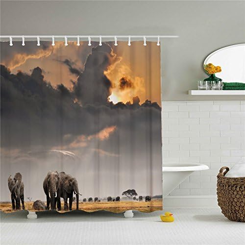 Elephant Shower Curtain Plastic Polyester 100%- SIZE 72X72 Inch