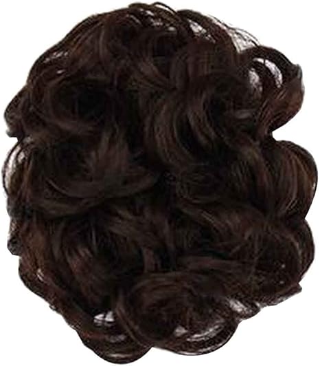 Fake Hair Bun With Elastic Hair Band Easy To Wear Dark Brown