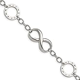 Bracelet White Stainless Steel bracelet Themed 7 in Polished Infinity Symbol and Anchor 7in.