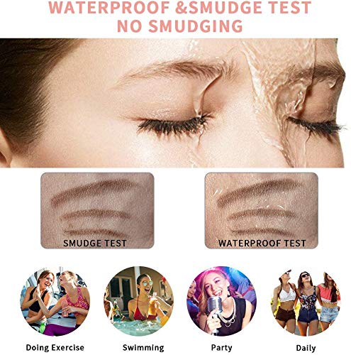 7Pcs Eyebrow Pencil Dark Brown,Waterproof Eyebrow Pencil Set,Eyebrow Definer Smudge-Proof,with Eyebrow Stencil Tweezer Razor Set