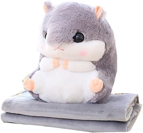 Cute hamsters pillow blankets, cushions coral wool blankets, plush toys, holiday gifts (50cm×30cm, gray)