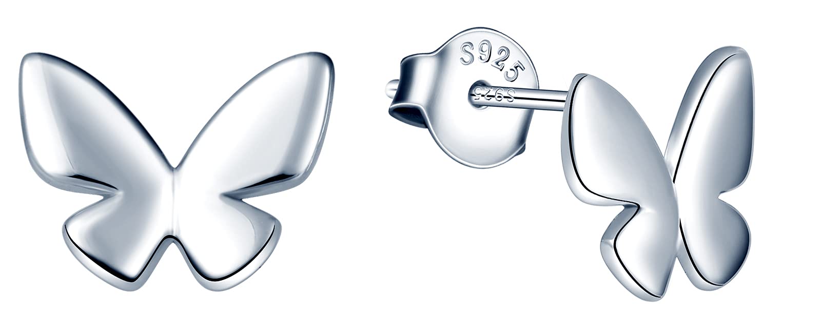 MicLee Woman's Earrings Studs, 925 Sterling silver earrings, Cute butterfly earrings studs, animal earrings for girl, unique and elegant, silver