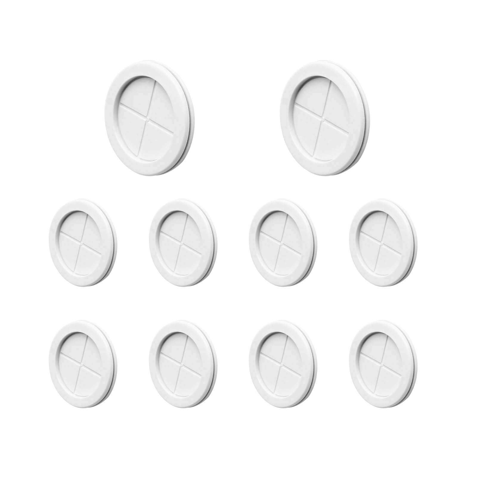 Leliafleury Closed Rubber Grommet 10 Pcs 50mm Double Sided Hole Plugs Round Rubber Grommet for Protecting Wires Plugs Cables, White