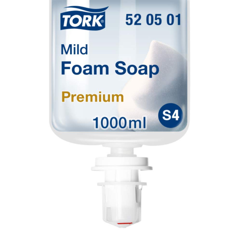 Tork Mildly Scented Foam Soap S4, Reduces Consumption, 1 x 1000ml, 520501, White/transparent, 1 l (Pack of 1)