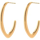 Lightweight V-Shaped Hoop Earrings for Women | Polished Stainless Steel Minimalist Earrings, Trendy Jewelry Gift for Party, Vacation, Date Night