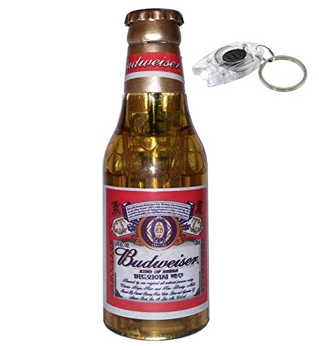 Butane Lighter Beer Bottle Shaped with Bottle Opener and LED Keychain Flashlight