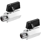 Joywayus 2pcs Chromed Brass Ball Valve 1/4" NPT Male x NPT Female 2 Way Shut Off Valve