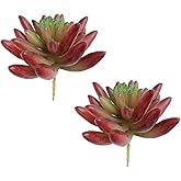 Gcrdplat 2 Pcs Artificial Succulent Plants, Realistic Fake Succulents, Artificial Plant for Garden Arrangement Decor, Red