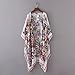 haoricu Women Cardigan, Womens Open Front Floral Print Chiffon Loose Shawl Kimono Cover up Shirt (Asian Size:L, White)