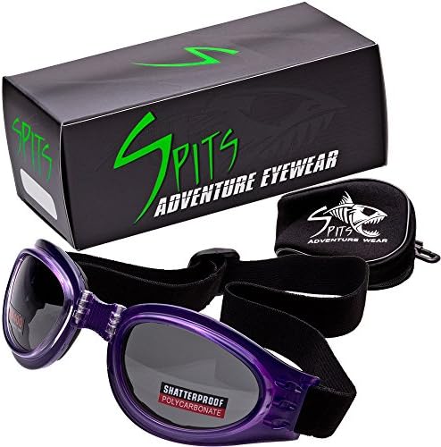 Spits Adventure Folding Goggles POLARIZED Lenses Crystal Purple Frame