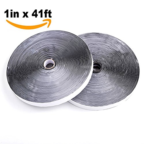 Hook and Loop Tape-Roll Self Adhesive tape Strips Sticky Back Fastener, 1In x 41Feet(1 in - Black)