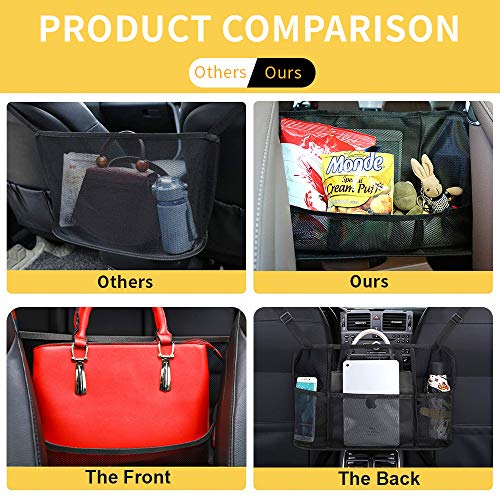 Car Net Pocket Handbag Holder Between Seats, Car Mesh Organizer, Large Capacity Storage Netting Pouch Handbag Holder for… - Image 2