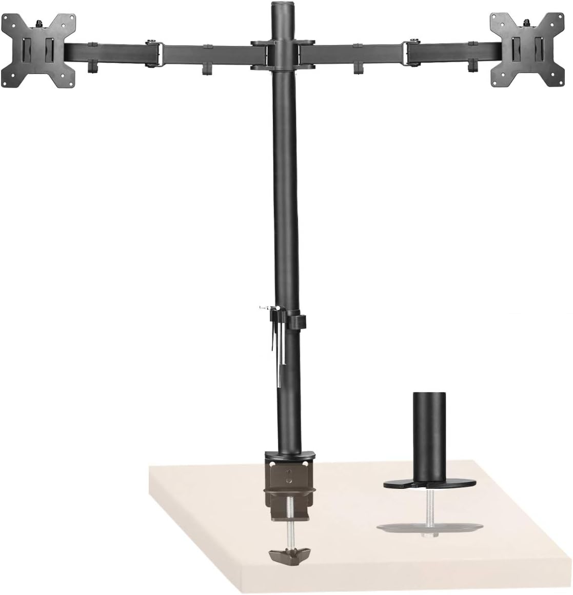 Dual Monitor Stand, Monitor Arm Dual for 13-27 inch LCD LED PC Screens Ergonomic PC Monitor & Projector Stands Dual Monitor Mount, Height Adjustable(80cm Pole) Double Monitor Stand MD6842