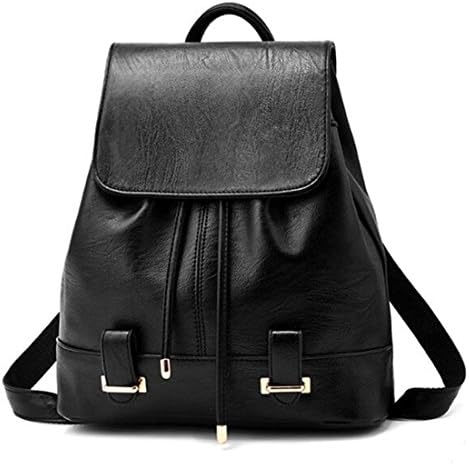 Fashion Black Rucksack PU Leather Women Girls Ladies Backpack Travel Bag (Style 4 black)