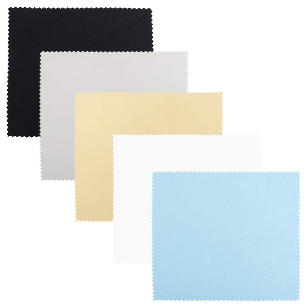 SourceTon 25 Packs Microfiber Cleaning Cloths 6 x 7 Inch, 5 Colors Microfiber Cleaning Cloths (Grey, Black, Yellow, White, Blue) for Glasses, Lenses, Phone, Tablets