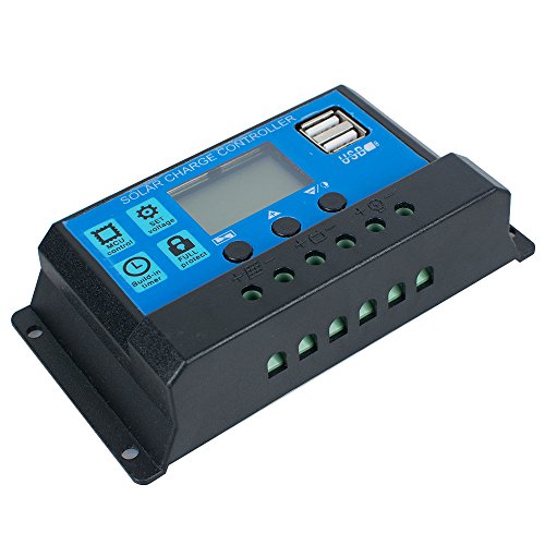 image for Vinmax Dual USB Voltage Solar Charge Controller,12V/24V LCD Display PV