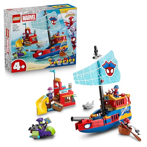 | Marvel Barco Pirata del Equipo Spidey - Juego de Superhéroe - Maquetas de Barcos de Juguete con 4 Minifiguras - Regalo para Niños de 4+ Años y Fans de Spidey y Su Superequipo - 11208