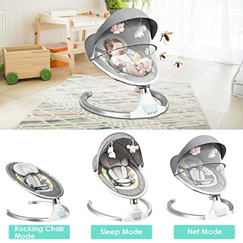 BABY JOY Baby Swing, Remote Control Baby Rocker w/Removable Crib