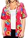 La Leela Relaxed Hawaiian Shirt Holiday Blouses Button Down Women Short Sleeves Pink