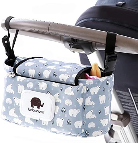 ChicPro Multi-funtional Universal Stroller Organizer Bag,2 Cup Holders &amp; Baby Accessories Storage Bag for Strollers (Sea Bear)