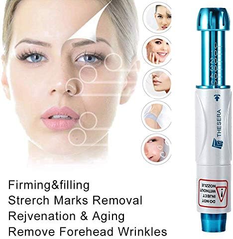 FDC Hyaluron Injection Pen, Hyaluron Pen Helps To Reduce Blemishes, Wrinkles And Marks with 5 Ampoule Head,Blue