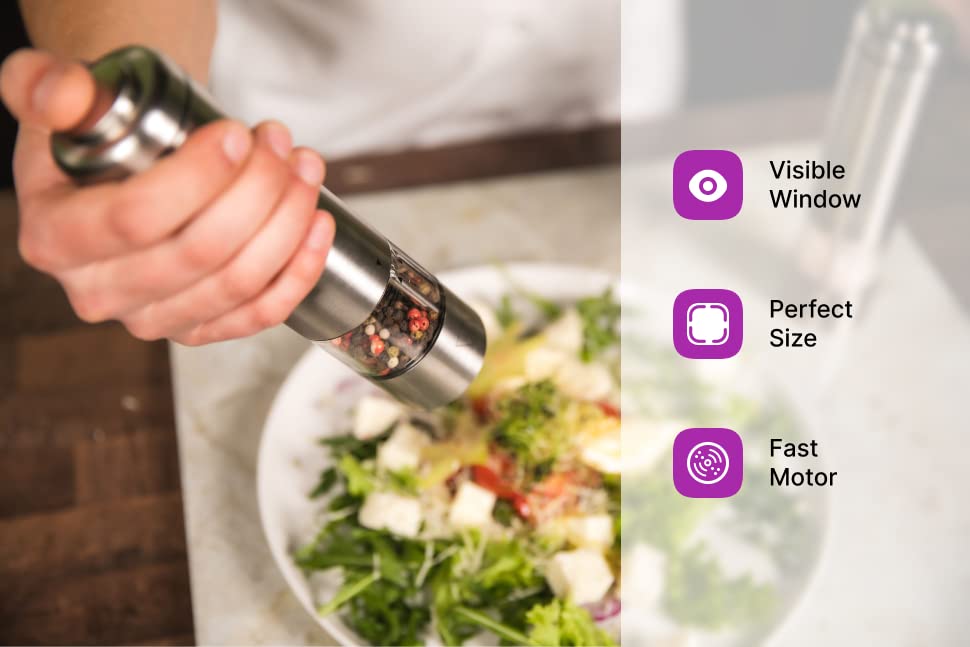 KSL Electric Salt and Pepper Grinder Set Adjustable Motorized Electrical Powered Auto Shakers