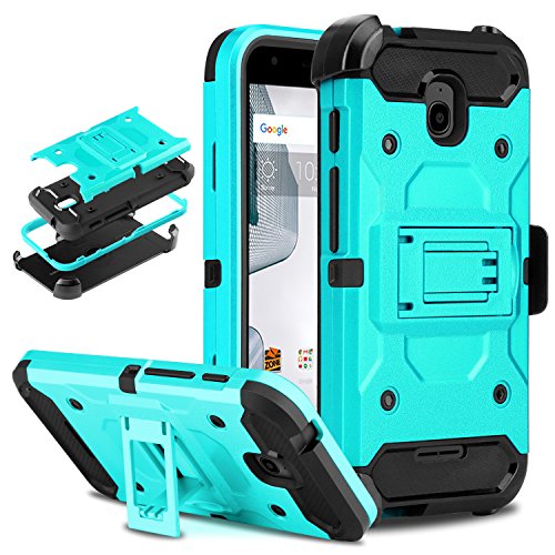 Alcatel Dawn Case, DONWELL Hybrid Shockproof Heavy Duty Rugged Full Body Protective Cover Built-in Rotating Kickstand Belt Clip Holster Case for Acquire / Streak / 5027B (Green)(4.5inch)