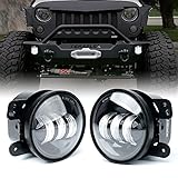 Xprite 4" Inch LED Fog Lights for 07-18 Jeep Wrangler JK Unlimited JK | Front Bumper Replacements 60W White CREE Led Chip Driving Offroad Foglights