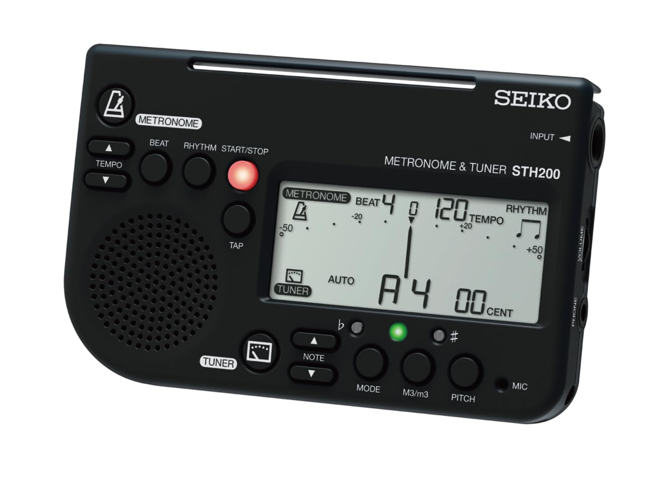 SEIKO セイコー メトロノームチューナー 大音量 譜面台取付可能 吹奏楽部に最適 ブラック STH200BK商品画像