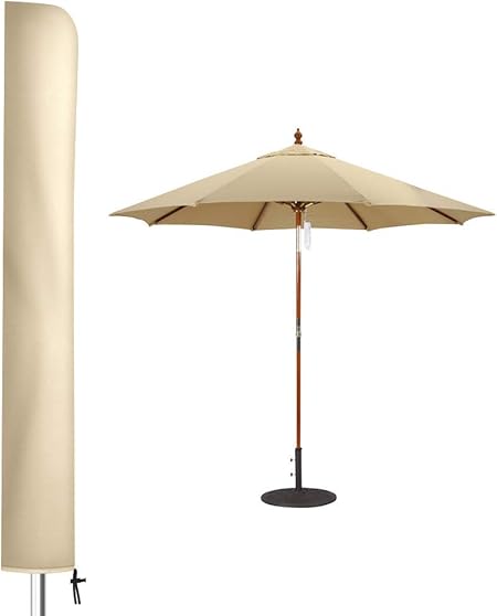 Amazon Com Umbrella Cover 420d Oxford Fabric Waterproof Patio Umbrella Covers With Zip 170 27 5 33 5cm For O 300 Cm Garden Outdoor Umbrella Khaki Kitchen Dining