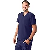 Adar Addition Scrubs for Men - Modern Multi Pocket V-Neck Scrub Top
