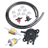 Hipa Fuel Pump 24 393 04-S / 24 393 16-S with 25 050 22-S / 25 050 03-S Fuel Filter & Fuel Line Shut Off Valve for Kohler Engines Lawn Mower Parts