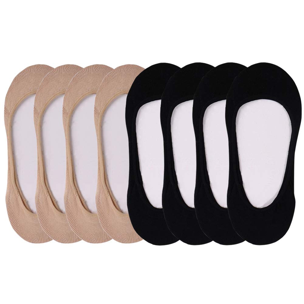 QING 4 to 8 Pairs Ultra Low Cut No Show Socks Women Invisible for Flats