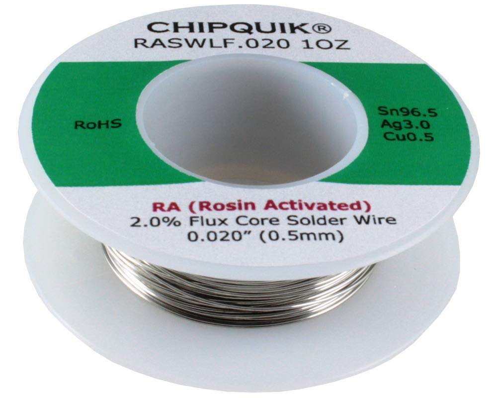 LF Solder Wire 96.5/3/0.5 Tin/Silver/Copper Rosin Activated .020 1oz