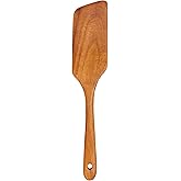 Best Non Toxic Wooden Spatula for Cooking Utensils Teak Wood Wok Spatulas for Kitchen Spoon Pancake Turner Scraper Spurtle Bamboo Kitchen Utensil Flat Egg Flipper Spatula Long Fish Cooking Spatulas