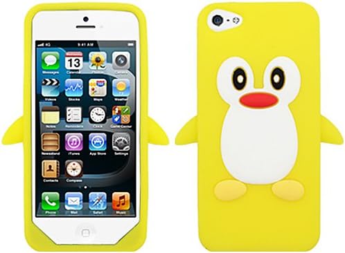 Yellow Penguin Silicon Soft Rubber Skin Case Cover For Apple iPhone 5 5S 5SE with Free Pouch