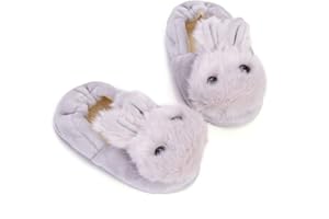 Enteer Baby Girls Cute Cartoon Warm House Slippers with Non-Slip Rubber Sole