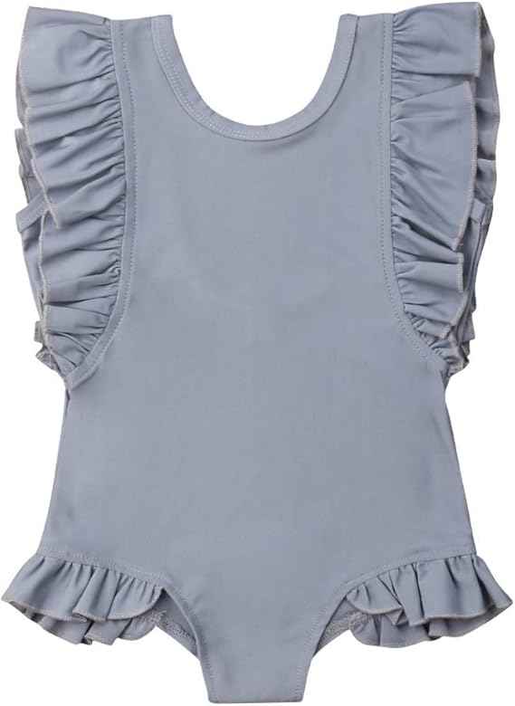 Amazon 子供 水着 女の子 ベビー水着 フリル スイミングウェアビーチ 女児 ガールズ 海水浴水泳 温泉 海辺 無地 シンプル 90 2 水着 通販