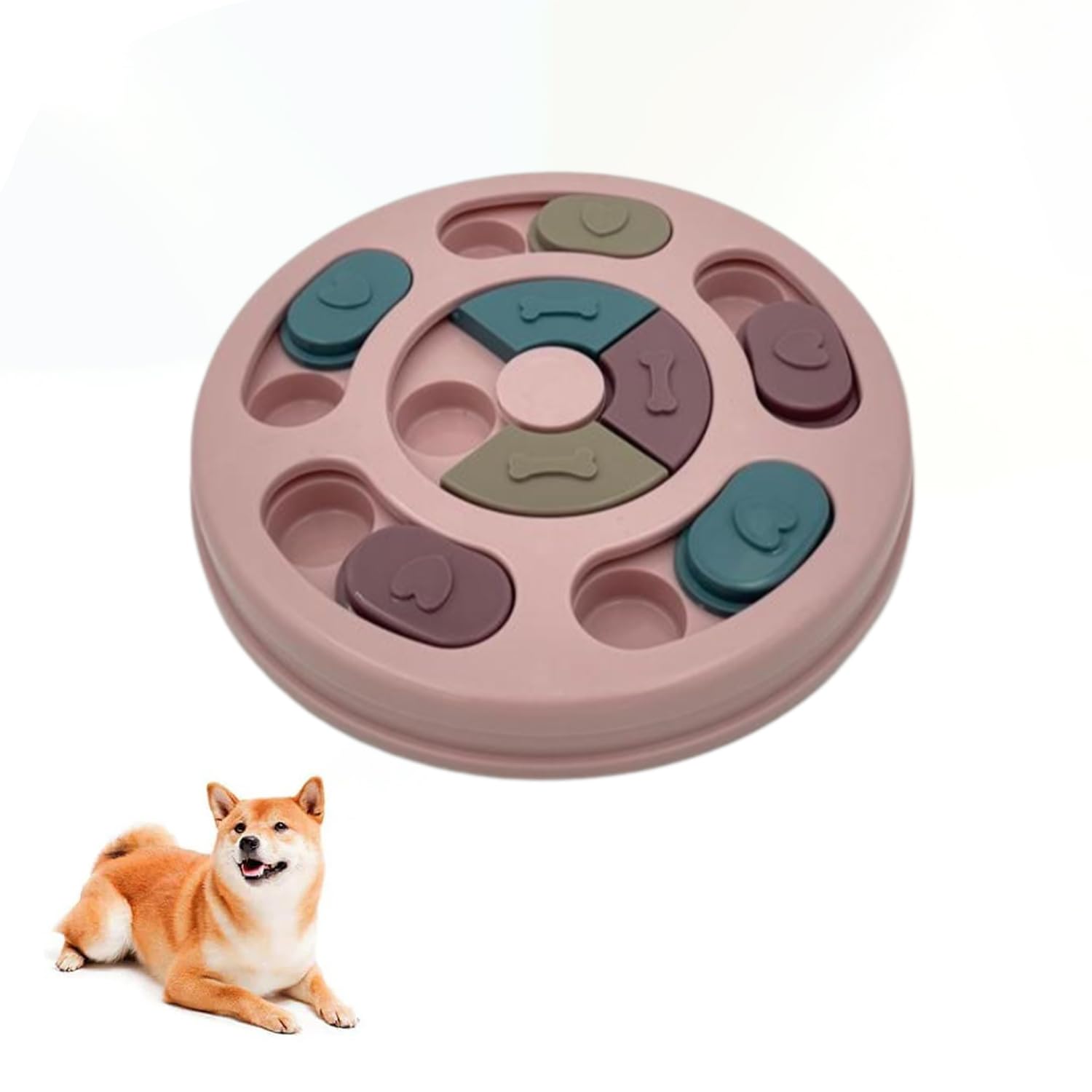 Interactive Pet Treat Dispenser - Slow Feeder, Brain Game, Puzzle, Improve IQ, Digestion, Reflexes, Train Body & Mind, Cats, Dogs, Pets, Amusing Colours, Intuitive Clever Design Bowl, 14 Treat Pockets