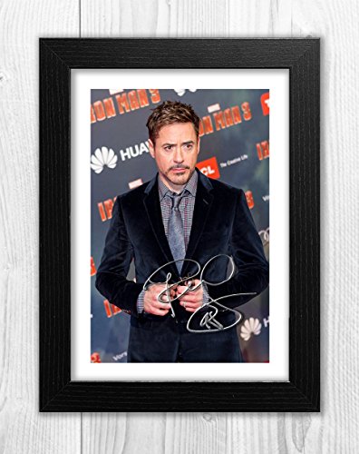 Robert Downey Jr - Iron Man - Tony Stark - Avengers Infinity War 2 SP - Signed Autograph Reproduction Photo A4 Print (Black Frame)