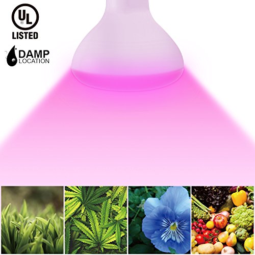 14W BR40, LED Grow Light Bulb Grow Plant Light Full Spectrum Hydroponic Lighting for Indoor Planting, Gardening, Green House, Dimmable, 120°Flood Light, E26 Standard Medium Base, 2 Years Warranty