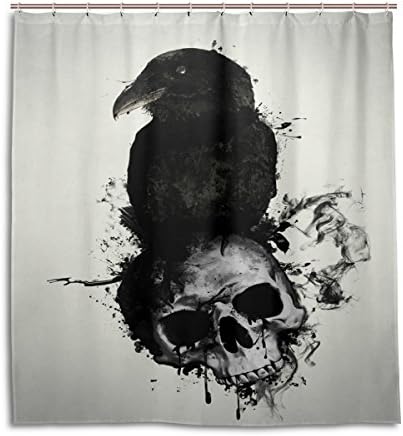 BLockYouX Skull With A Raven Waterproof/Water-Repellent &amp; Antibacterial Shower Curtain 60x72 inch