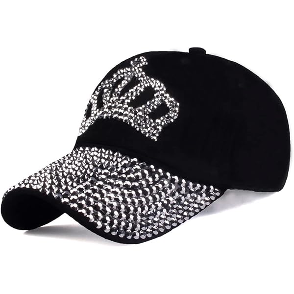 Bling Baseball Cap 2 Pack | Glitter Studded Crystal Sequin Hat | Adjustable Unisex Cap For Men & Women | Leopard & Plain