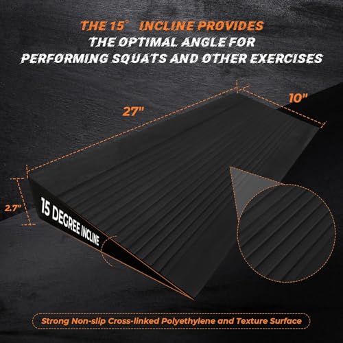 THE WHITE SHOP Squat Wedge Block, Large One-Piece Squat Wedge Slant Board for Squats, Heel Elevated Squat, Knees Over Toes Squats, Splits Squats, Calf Stretches, Weightlifting and Recovery Training