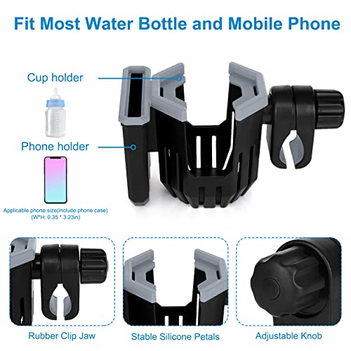 Stroller Cup Holder Attachment Universal Stroller Cup Holder With Mobile Phone Strollers Storage Rack Baby Bottle Holder Hands Free