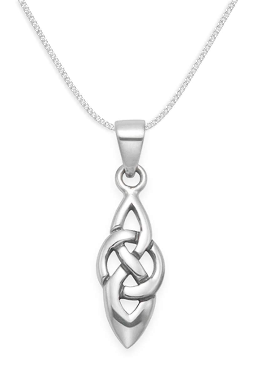 Heather Needham Sterling Silver Celtic Necklace and16"/41cm chain. Pendant Size: 15mm x 6mm. Gift boxed 8132/16