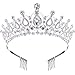 Hicarer Queen Crown Princess Tiara Wedding Bridal Crown Women and Girls Crystal Headbands with Comb, Princess Prom Birthday Party Hair Accessories, Silver
