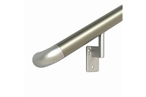 Promenaid 3ft ADA Handrail Kit - Champagne - Complete Indoor/Outdoor Handrail for Stairs - 1.6" Round Anodized Aluminum Railing with 2 Nickel Plated Pivoting Brackets & ADA Wall Returns