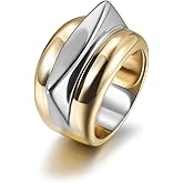 WISTIC Tricolor Criss Cross Stackable Rings for Women and Adult Non Tarnish, Trinity Interlocked Rolling Ring Statement Jewelry, Three Toned Stacking Ring